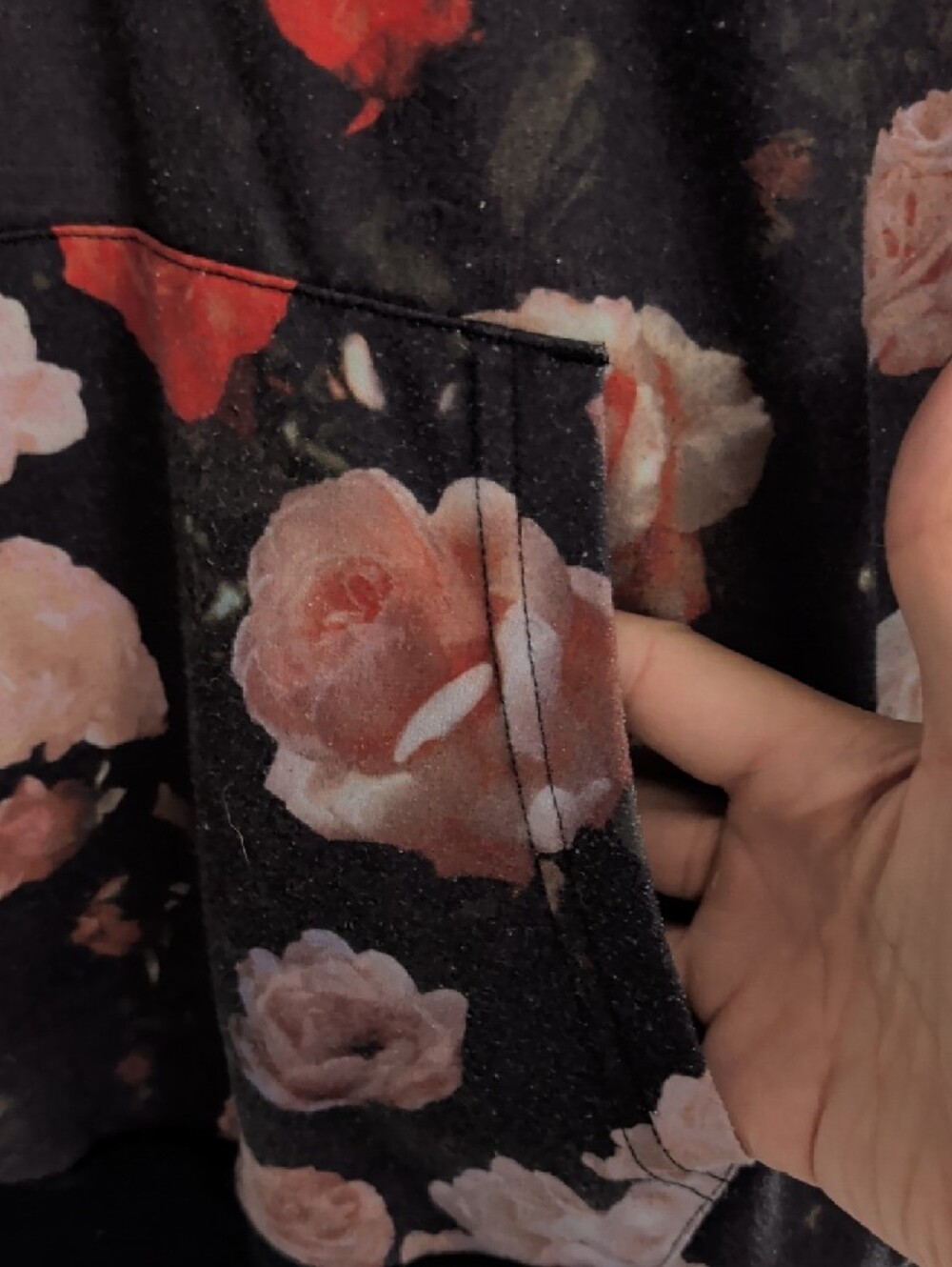Adidas Floral Trefoil Hoodie - Black with Rose Print - Picture 6 of 9